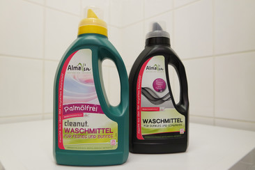 Detergent bottle Detergent bottle made from more than 95 per cent plastic packaging waste and manufactured by blow moulding.